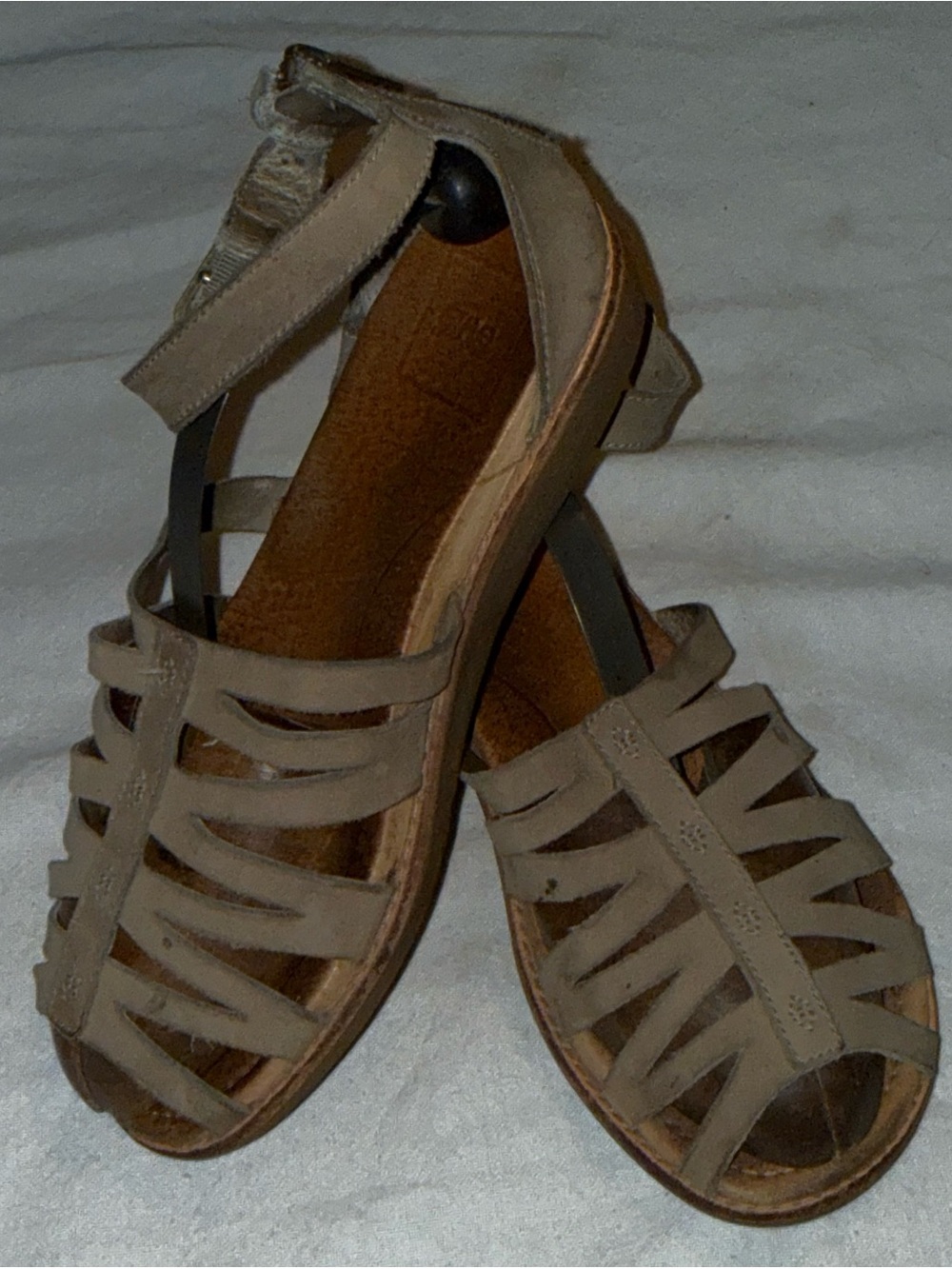 TEVA ENCANTA TAUPE WP LEATHER ANKLE STRAP SANDALS, WOMEN US 7